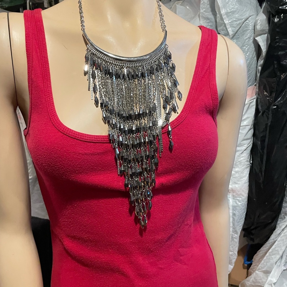 Chic Silver Fringe Necklace